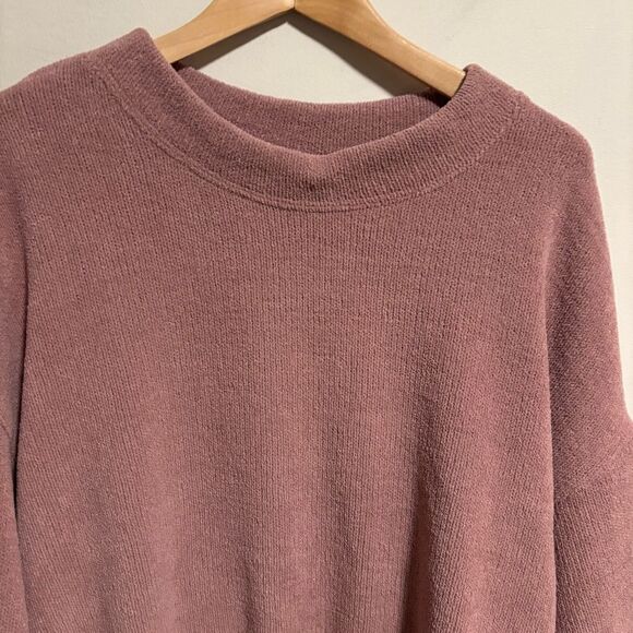 Free People Beach Happy Balloon Sleeve Pullover Sweater Pink Mauve- Size Medium - Picture 5 of 11